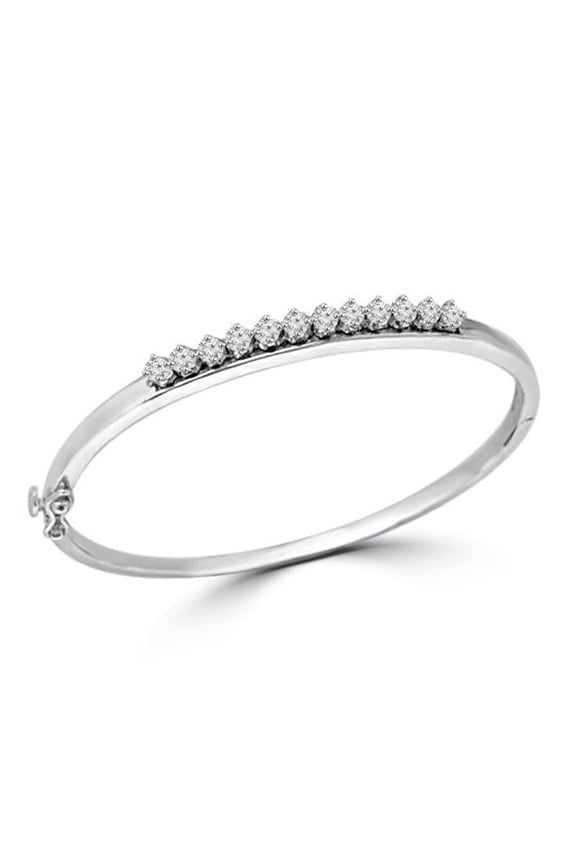 Enterprises 26995 3 CT 14K White Gold Gorgeous Round Cut Diamonds Lady Bangle