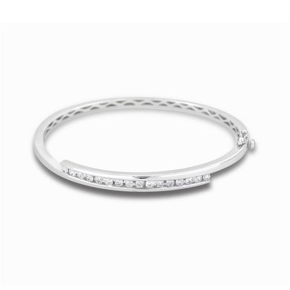 Harry Chad Enterprises 27028 2.40 CT Round Shape Diamonds Women Bangle - 14K White Gold