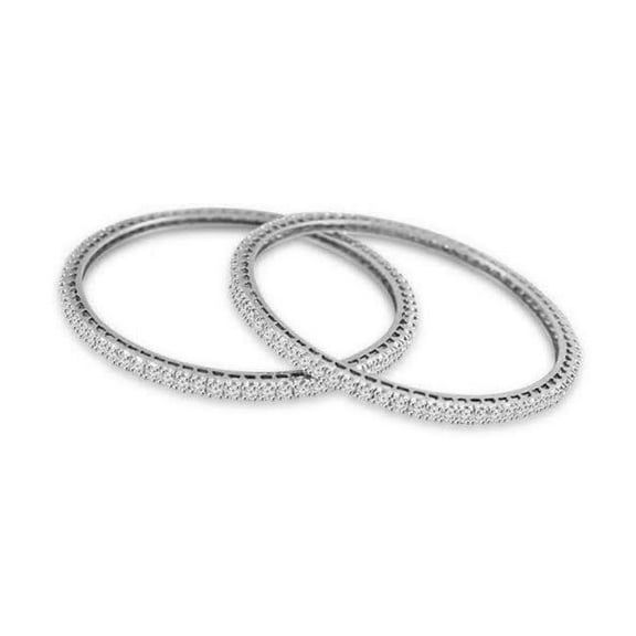 Harry Chad Enterprises 27081 4 CT Round Diamond Ladies Bangle Fine - 14K White Gold
