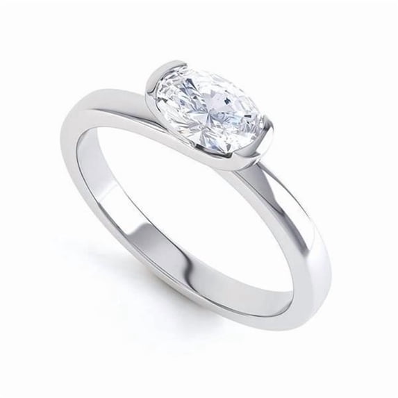 Harry Chad Enterprises 29192 1.75 CT White Gold 14K Solitaire Oval Cut Diamond Anniversary Ring