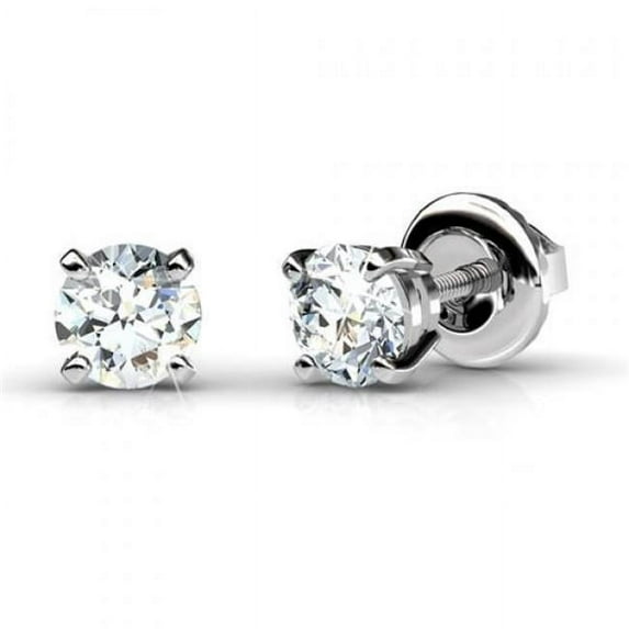 Harry Chad Enterprises 30197 1 CT Beautiful Round Diamond Womens Stud Earring - White Gold