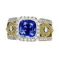 thumbnail image 1 of Harry Chad Enterprises 31048 Sri Lanka Blue Sapphire Cushion Diamonds 3.26 CT 14K Two Tone Ring, Size 6.5, 1 of 1