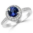 thumbnail image 1 of Harry Chad Enterprises 31649 1.5 CT Round Ceylon Sapphire Halo White Gold Diamond Ring, Size 6.5, 1 of 1