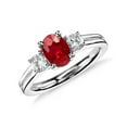 thumbnail image 1 of Harry Chad Enterprises 32536 1.80 CT Oval Cut Red Ruby & Diamond Three Stone Gold 14K Ring, Size 6.5, 1 of 1