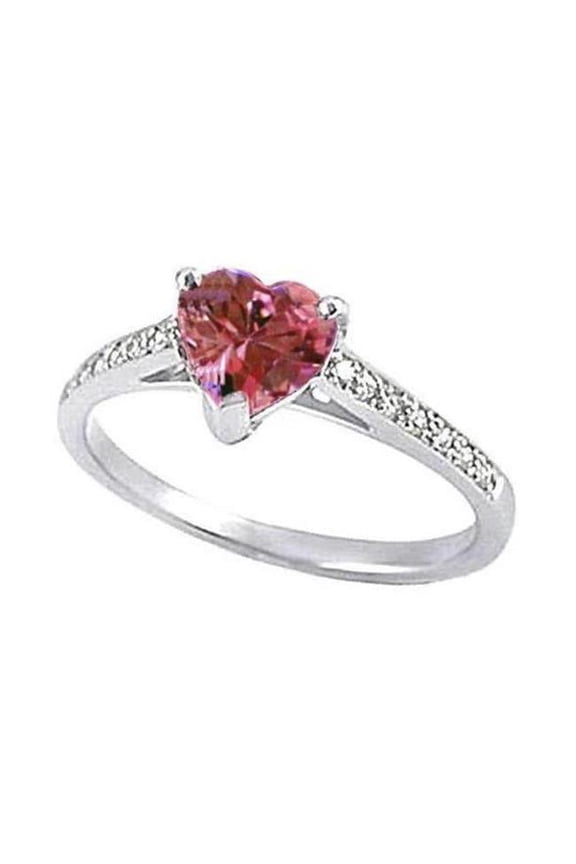 Enterprises 33598 1.25 CT Pink Heart Shape Sapphire Diamond Gemstone Ring, Gold - Size 6.5