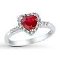 thumbnail image 1 of Harry Chad Enterprises 34807 1.65 Heart Cut Red Ruby with Diamond Halo Ring, 14K White Gold - Size 6.5, 1 of 1