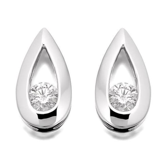 Harry Chad Enterprises 35371 2 CT Sparkling Round Diamonds Teardrop Style Stud Earrings - White Gold