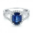 thumbnail image 1 of Harry Chad Enterprises 36024 4.75 CT Cushion Sri Lanka Sapphire Round Halo Diamonds Ring, Size 6.5, 1 of 1