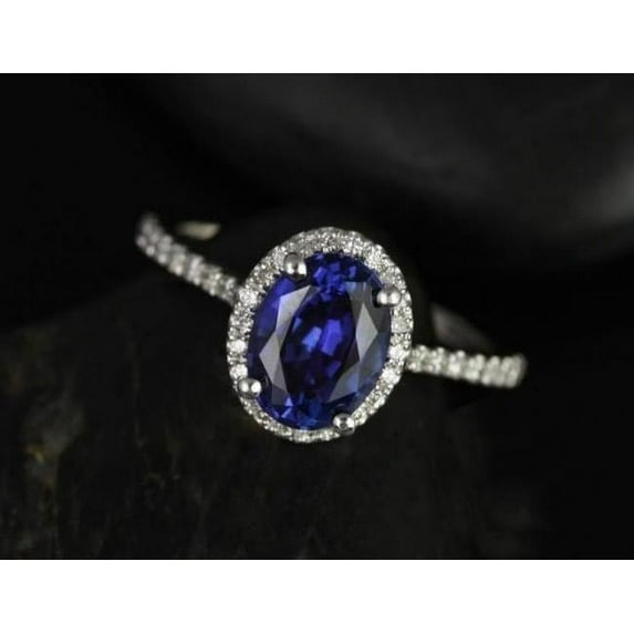 Harry Chad Enterprises 36585 3 CT Oval Sri Lankan Sapphire Diamond Ring, 14K Solid Gold - Size 6.5
