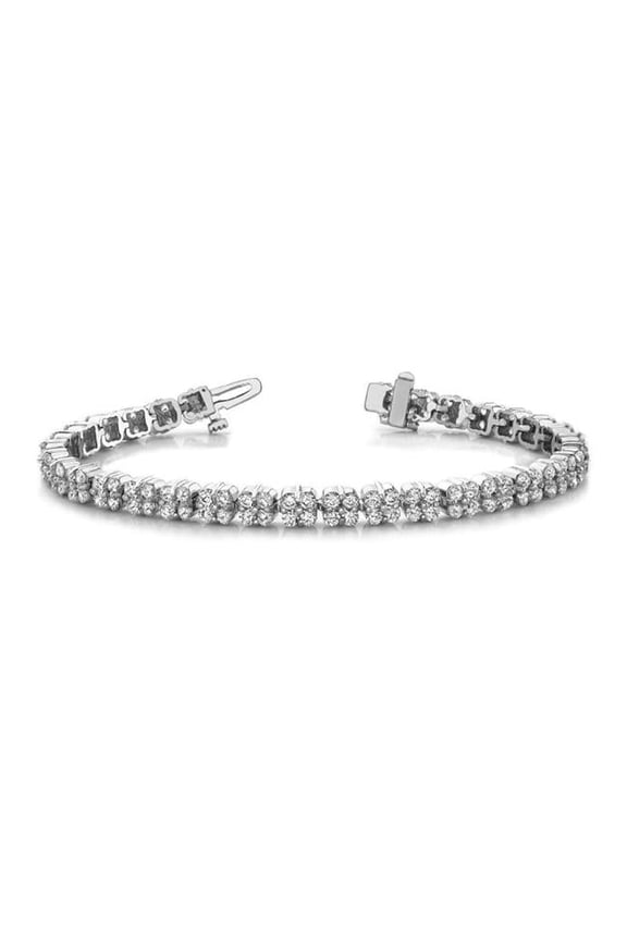 Enterprises 37088 13 CT Prong Set Round Cut Diamonds Bracelet - 14K White Gold