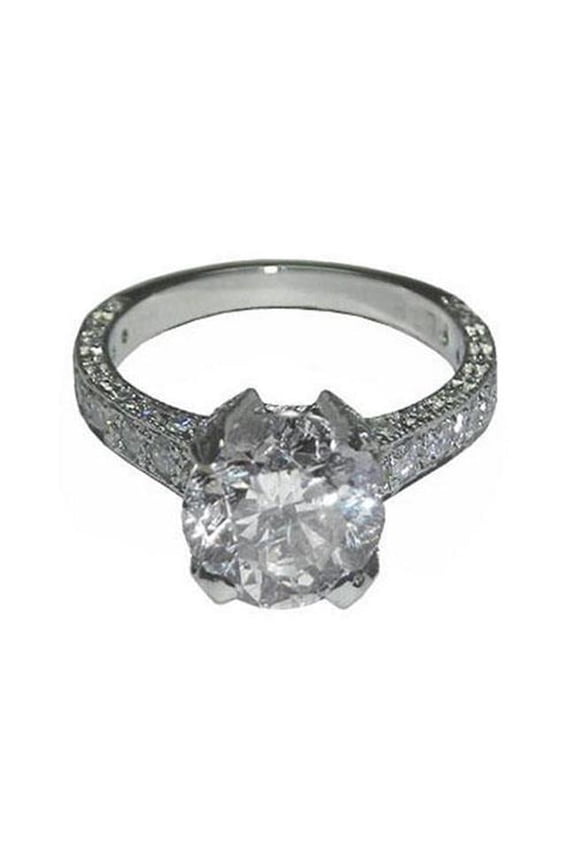 Enterprises 37750 3.01 CT Round Brilliant Ideal Cut Diamond Platinum Engagement Ring, Size 6.5