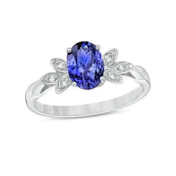 Harry Chad Enterprises 40157 2.05 CT Tanzanite & Diamond Ring, 14K White Gold - Size 6.5