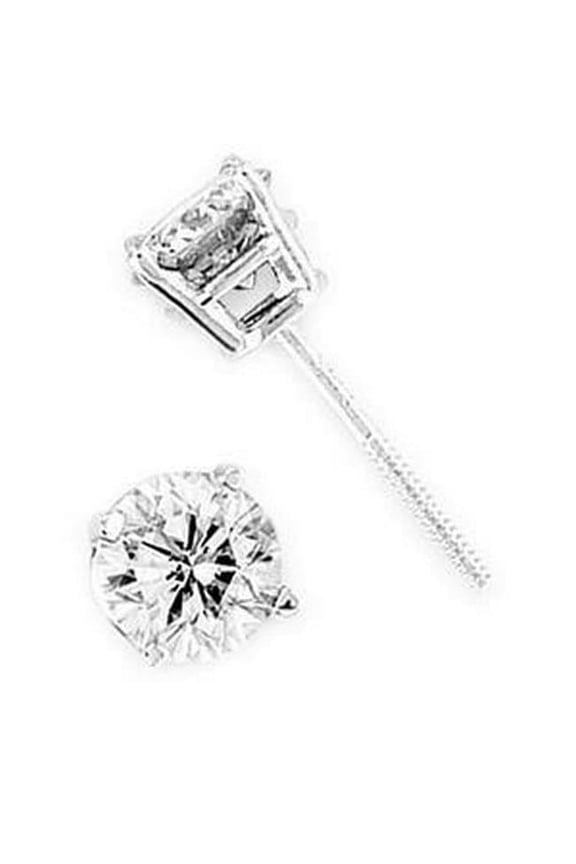 Enterprises 40853 1 CT Round Prong Set Diamond Stud Lady Earrings