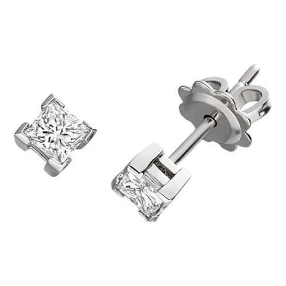 Harry Chad Enterprises 40950 1 Carat Princess Cut Diamond Stud Earring Gold Jewelry