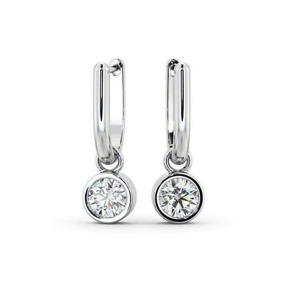 Harry Chad Enterprises 40977 1 CT Round Diamond Womens Drop Down Bezel Earrings