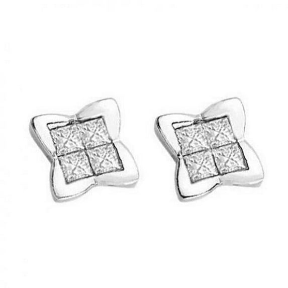 Harry Chad Enterprises 41687 2.40 CT Princess Cut White Diamond Post Earring