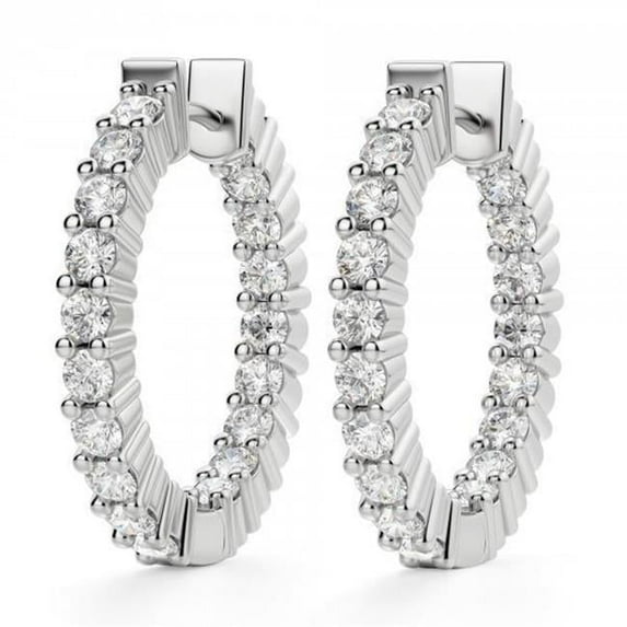 Harry Chad Enterprises 41711 1.8 CT Prong Set Round Diamond Hoop Earring