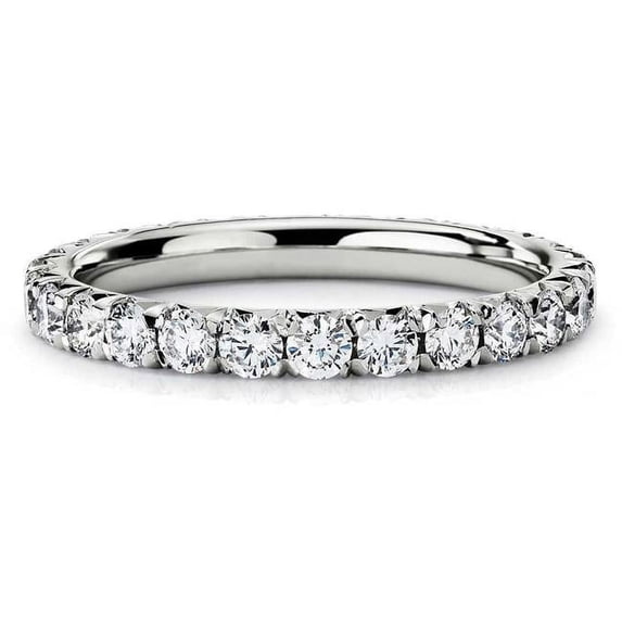 Harry Chad Enterprises 41918 2.40 CT Round Diamond Wedding Band, 14K White Gold - Size 6.5