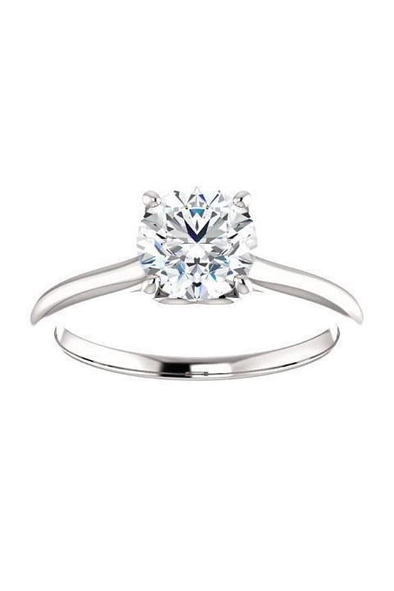 Enterprises 41993 1 CT Round Diamond Solitaire Engagement Ring, 14K White Gold - Size 6.5