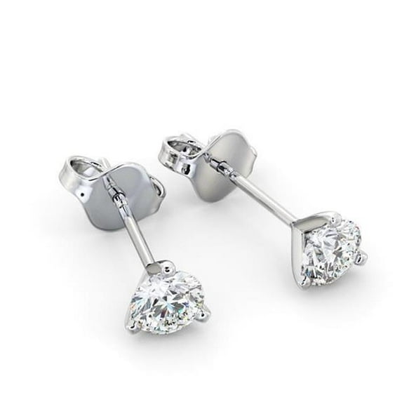 Harry Chad Enterprises 42037 1.35 CT Round Diamond Stud Womens Earring, 14K White Gold