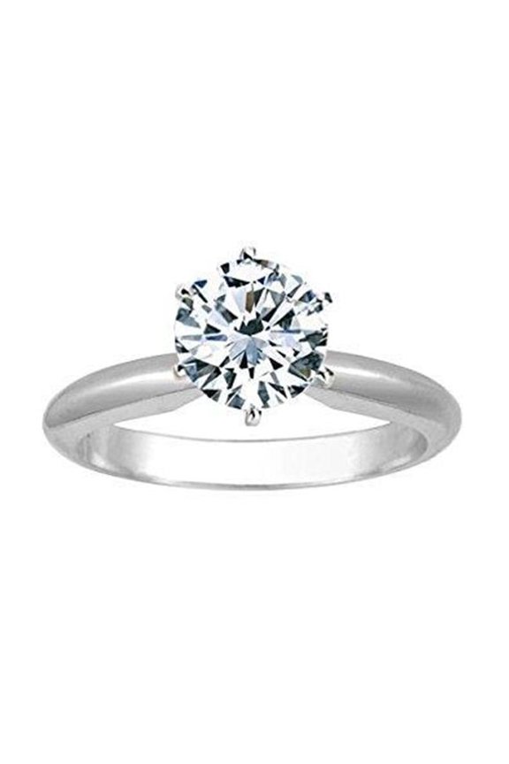 Enterprises 42155 0.65 Carat Round Brilliant Cut Diamond Solitaire Wedding Ring - 14K White Gold
