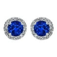 thumbnail image 1 of Harry Chad Enterprises 42201 1.24 CT Round Cut Halo Sapphire & Diamond Stud Earring, 14K White Gold, 1 of 1
