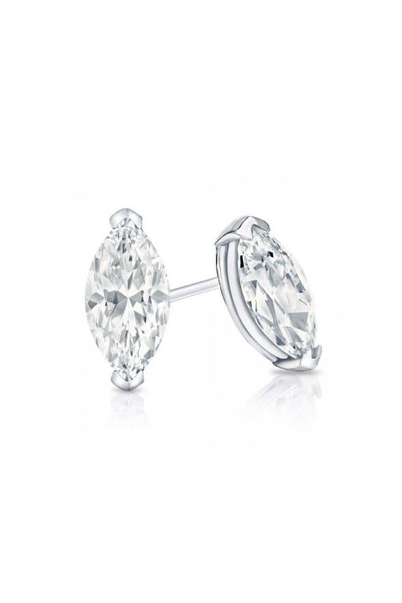 Enterprises 49041 2 CT Gorgeous Marquise Cut Solitaire Diamond Stud Earring, White Gold