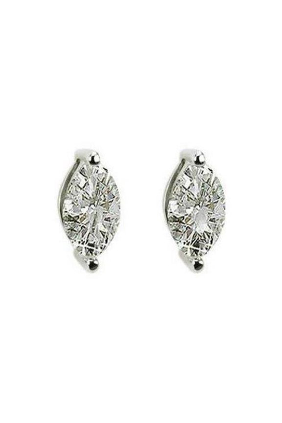 Enterprises 49096 2 CT Marquise Cut Solid Diamond Stud Earring, White Gold