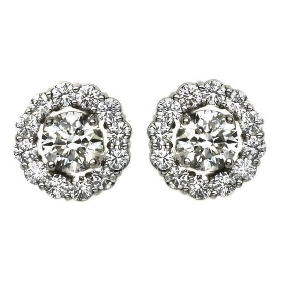 Harry Chad Enterprises 49210 3.20 CT Brilliant Cut Diamond Stud Halo Earring, White Gold
