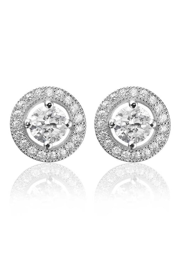 Enterprises 49222 2.38 CT Round Cut Diamonds Womens Stud Halo Earrings, White Gold