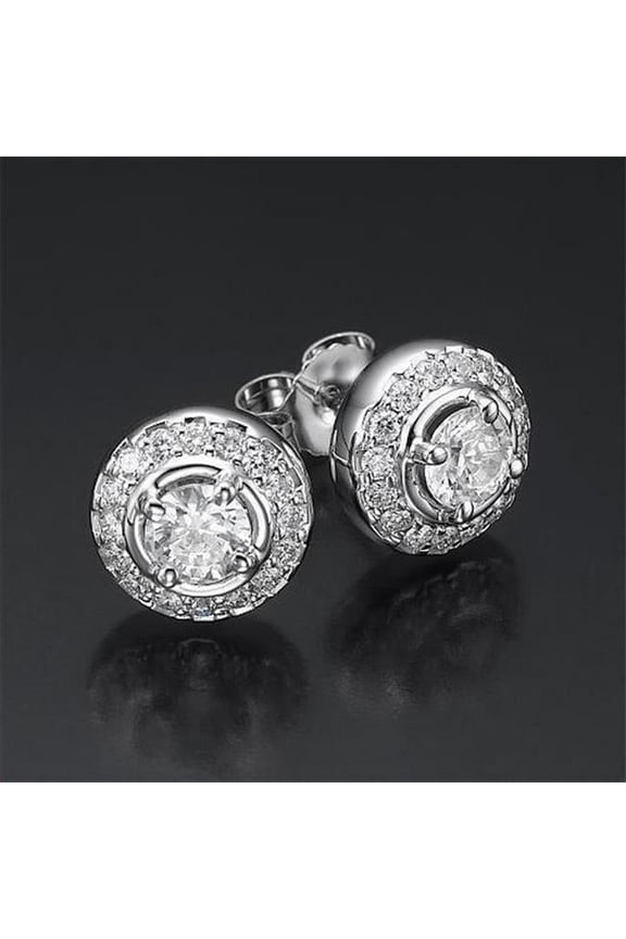 Enterprises 50104 2.32 CT Gorgeous Round Cut Diamonds Lady Stud Halo Earrings