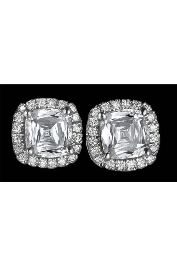Enterprises 50120 3 CT Halo Diamond Stud Earrings, 14K White Gold