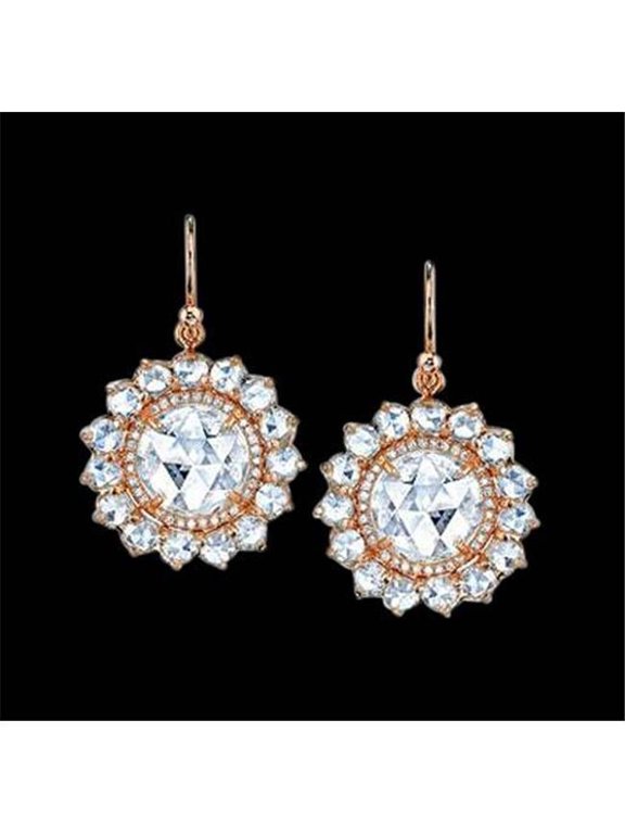 Enterprises 50220 14K Yellow Gold 2.50 Carat Dangle Diamond Earring - Set of 2