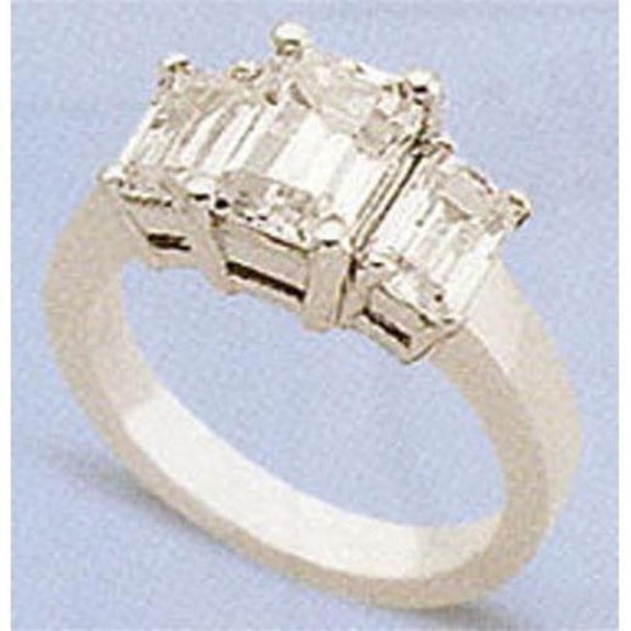 Harry Chad Enterprises 50546 2.01 CT Diamond Three Stone Emerald Cut Ring, Size 6.5