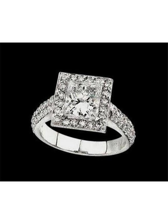 Enterprises 50558 2.01 CT Princess Diamond Royal 14K White Gold Womens Engagement Ring, Size 6.5