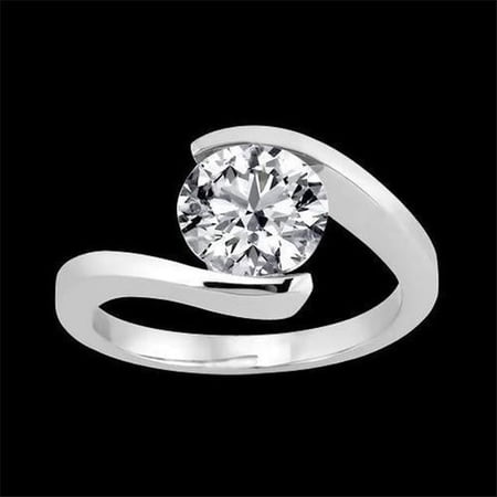 Harry Chad Enterprises 50580 1.51 CT Diamond Cathedral Setting Solitaire Ring, White Gold - Size 6.5
