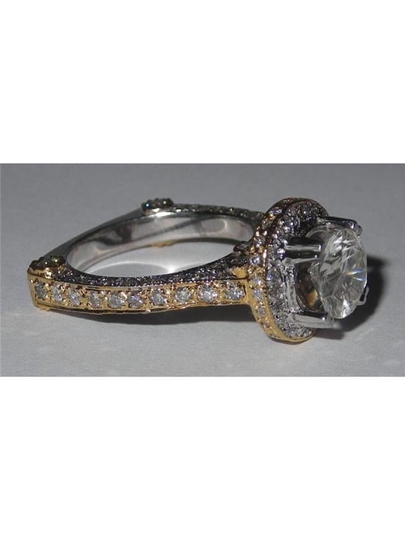 Enterprises 5069 Diamond Euro Shank 3.51 CT Two-Tone Engagement Fancy Ring, Size 6.5