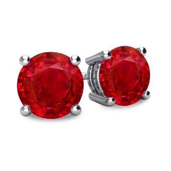 Harry Chad Enterprises 50748 11 CT Prong Set Round Cut Red Ruby Lady Stud Earrings