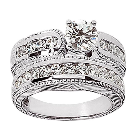 Harry Chad Enterprises 50967 Beautiful 2.01 CT Diamonds Engagement Ring Set, White Gold - Size 6.5