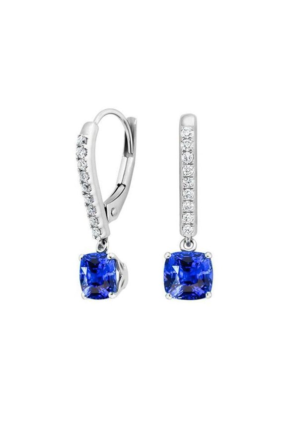 Enterprises 52421 3.70 CT Prong Set Sapphire with Diamonds Dangle Earrings