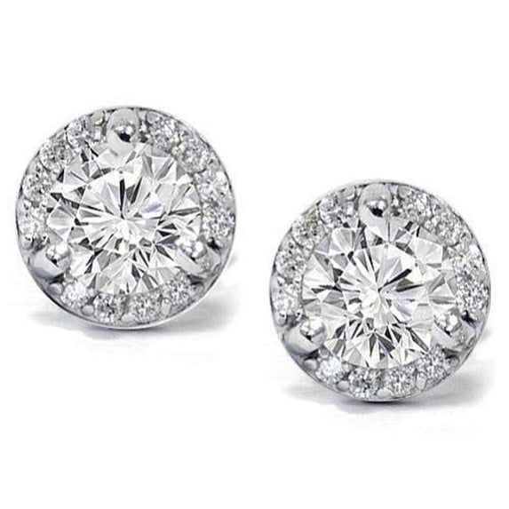 Harry Chad Enterprises 52428 3.80 Carats 14K Gold White Round Cut Diamonds Ladies Studs Earrings