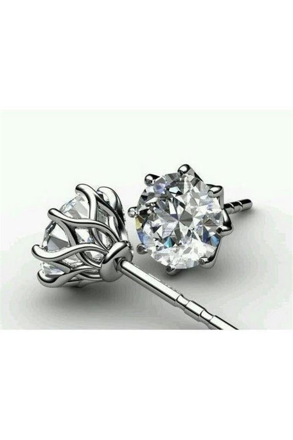 Enterprises 52460 2 CT Solid White Gold Diamond Stud Earring