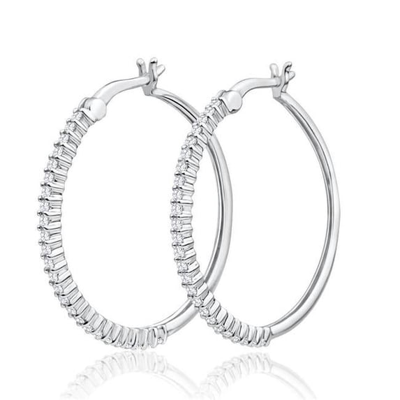 Harry Chad Enterprises 52878 14K White Gold Round Cut Diamonds 2.50 Carats Hoop Earrings
