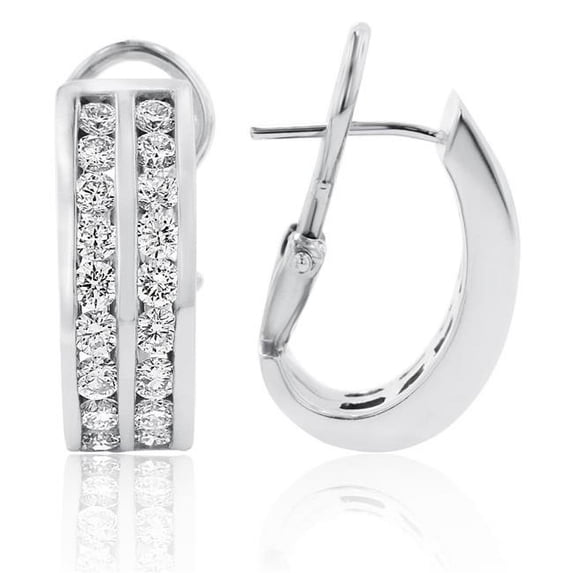 Harry Chad Enterprises 53151 14K White Gold 4.50 Carats Prong Set Diamonds Women Hoop Earrings