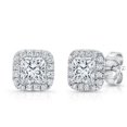 thumbnail image 1 of Harry Chad Enterprises 53642 2.32 CT Princess & Round Halo Diamond Stud Earring, 14K White Gold, 1 of 1