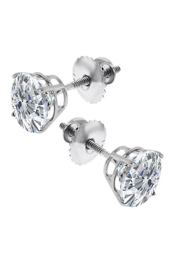 Enterprises 53762 2.20 CT Fine Diamond Stud Earring, 14K White Gold