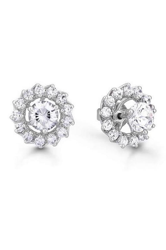 Enterprises 54017 Womens 1.26 CT Round Cut Diamonds Halo Jackets Stud Earring, White Gold