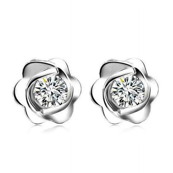 Harry Chad Enterprises 54418 1.05 Carats 14K White Gold Fine Round Diamond Women Stud Earring