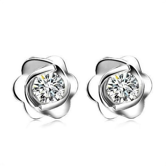 Harry Chad Enterprises 54420 1.05 CT Womens Diamond Stud Fine Earring, 14K White Gold
