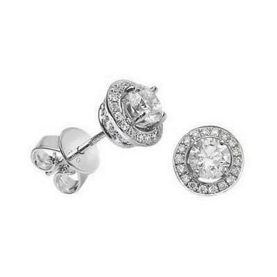Harry Chad Enterprises 54648 0.96 CT Gold Womens Round Halo Diamond Stud Earring